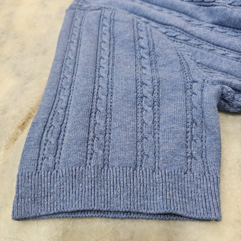 Goodfellow Cable Knit Button Up Polo Shirt Men’s Large Blue NWT Short Sleeve